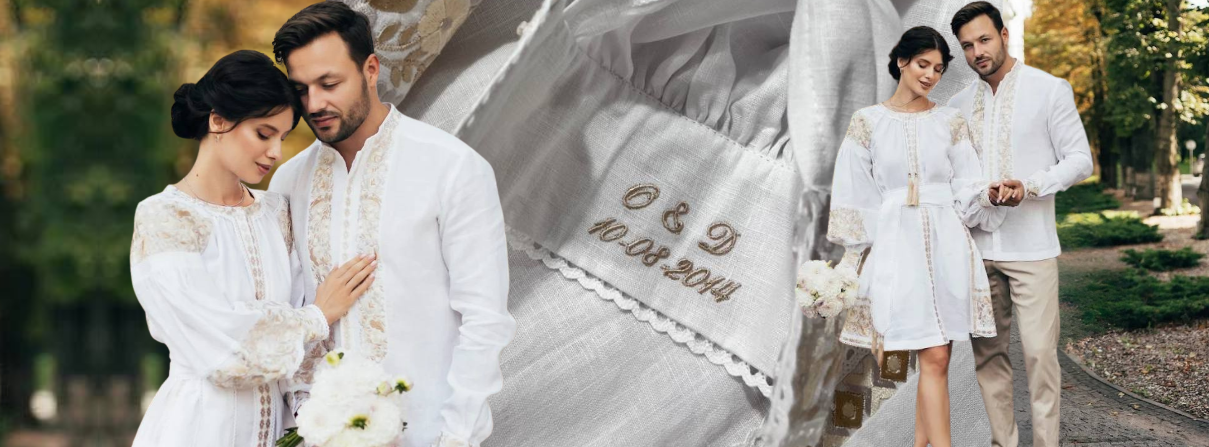 NDUkraine embroidered bridal dress with personalized initials integrated into the embroidery