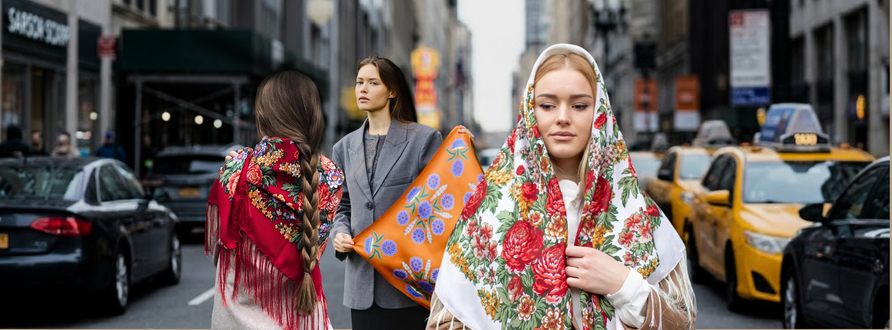 Authentic traditional Ukrainian hustka shawl with rich floral pattern by ND Ukraine