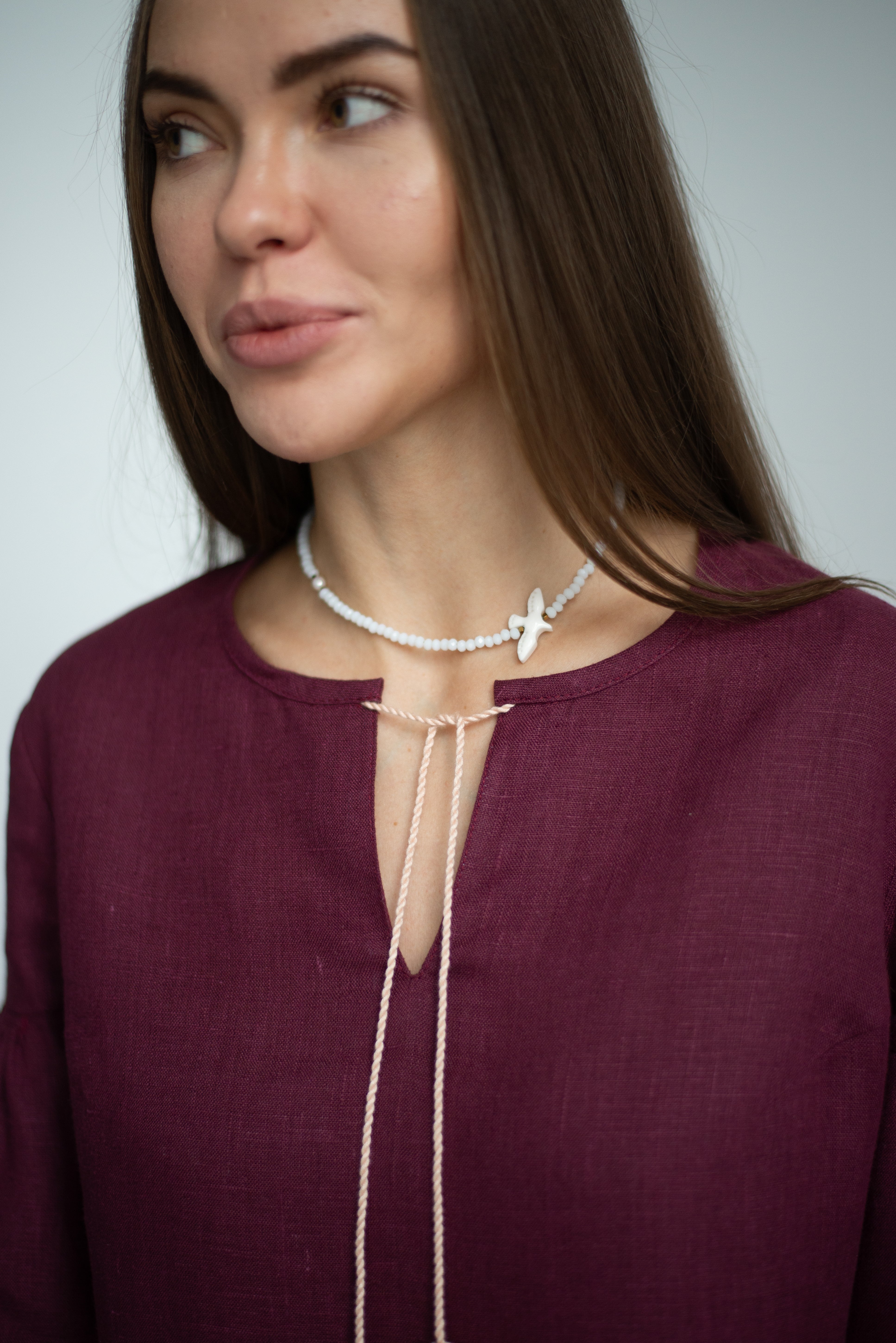 Handmade Bird Necklace Ukrainian Folk Art Jewelry for Women