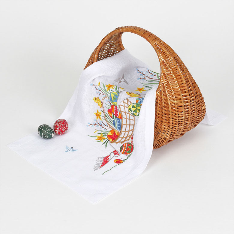 Ukrainian Embroidered Linen Table Runner 90x40 cm
