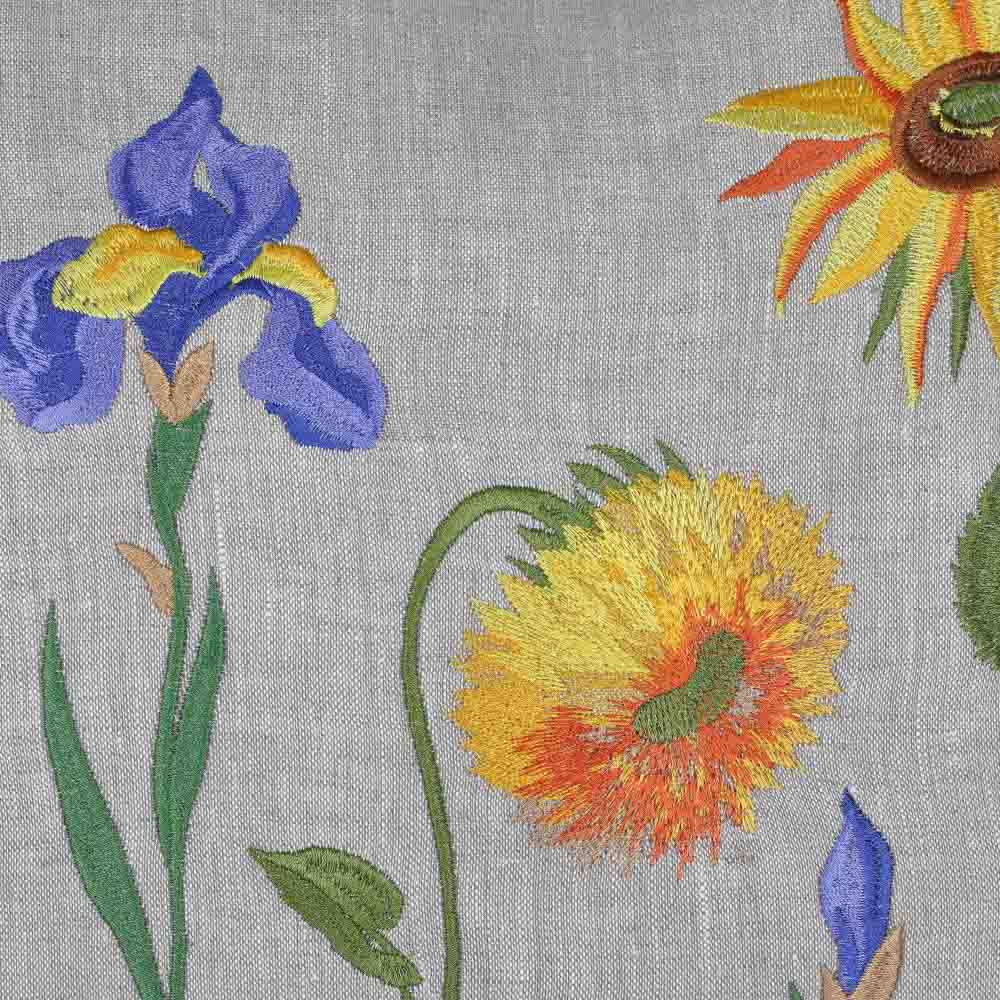 Embroidered Floral Linen Pillowcase 40x40 CM Bright Organic Home Decor