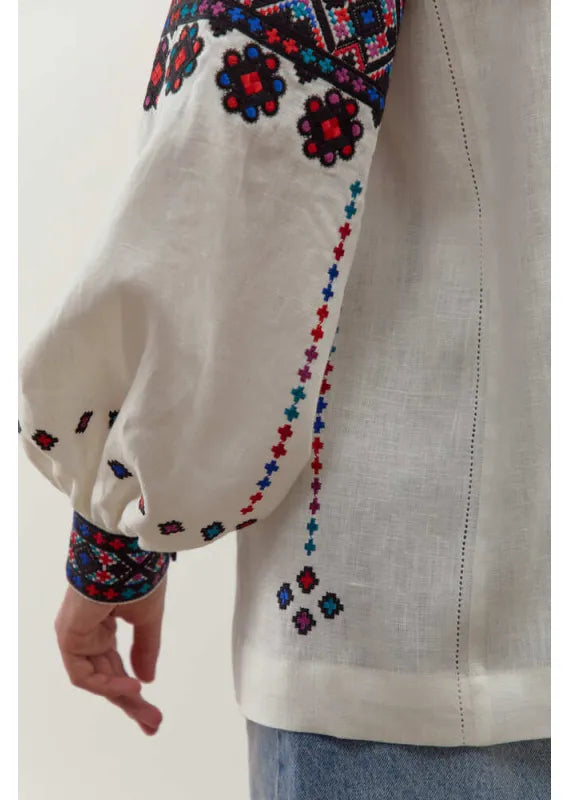Ukrainische bestickte Bluse Podilska Vyshyvanka, böhmisches Ethno-Shirt, Boho-Chic-Bauernoberteil