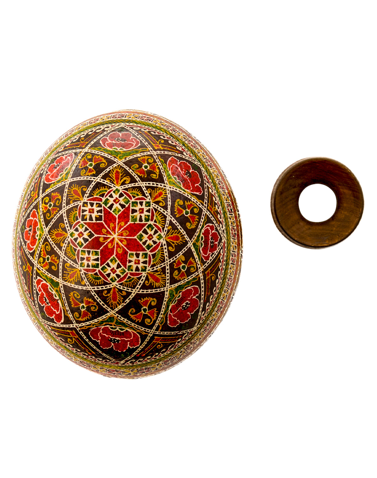 Ukrainian Pysanka Ostrich Real Egg Hand-Painted Easter Decor