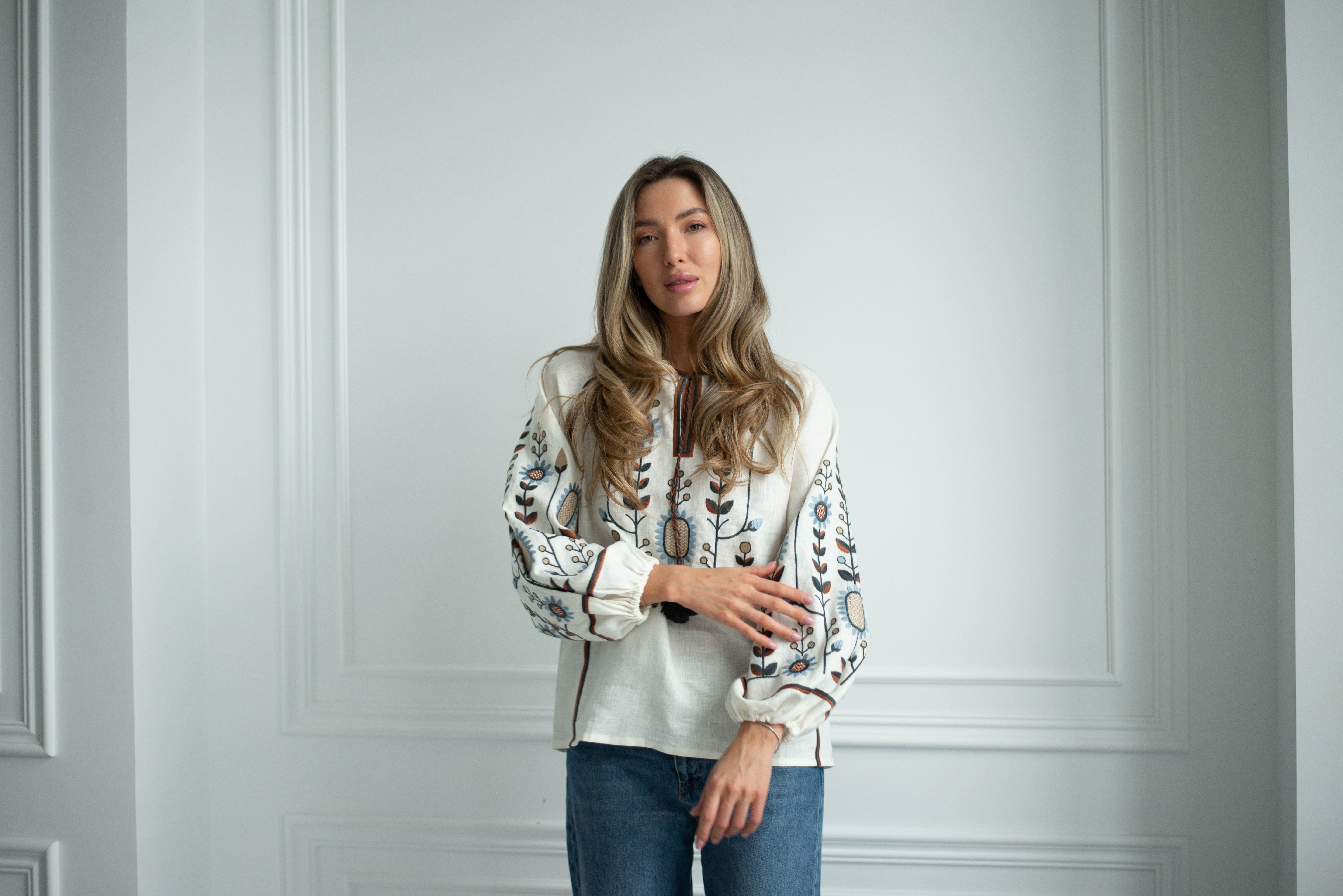 Embroidered blouse Floral ornament Ukrainian