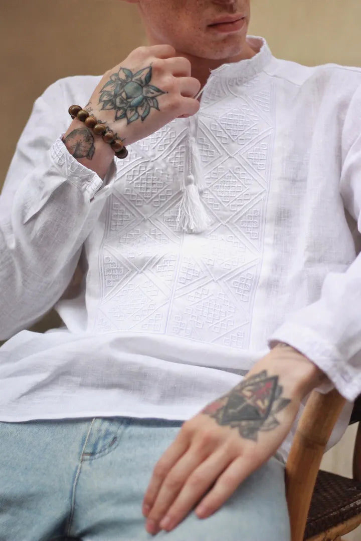 white Embroidered shirt white on white