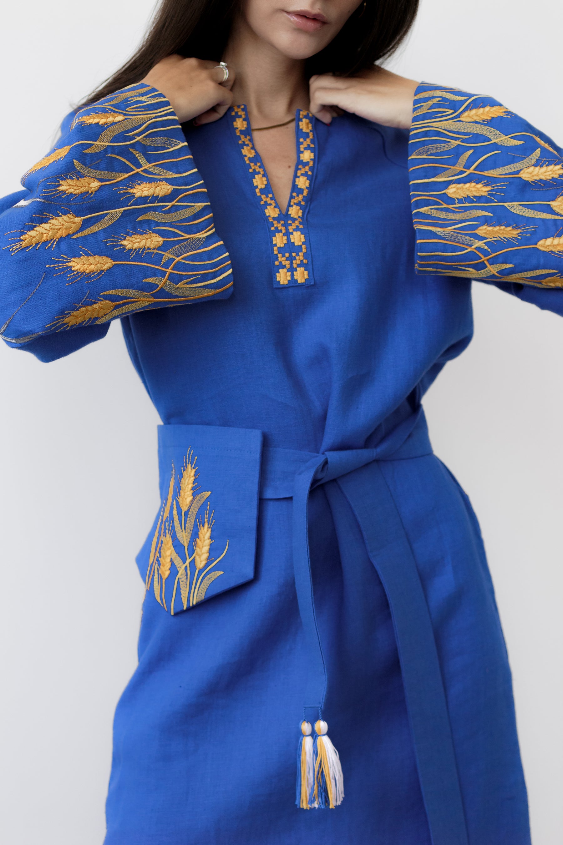 Blue Embroidered Ukrainian Dress