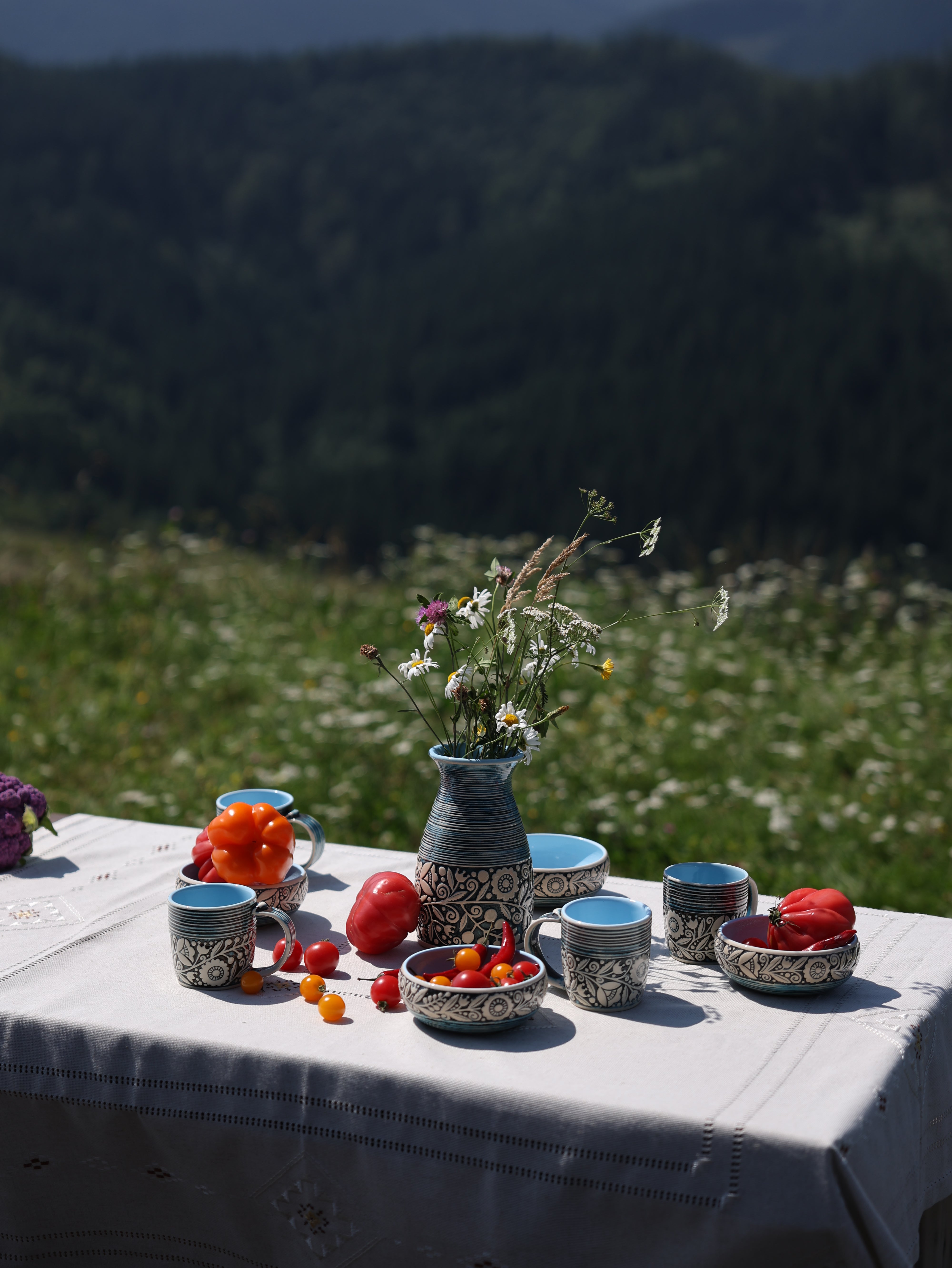 Set Handmade Tablecloth 220 * 150 СМ + 6 Napkins 30*30 CM. Coffee, Easter tablecloth, Traditional Tablecloth Ukrainian Embroidered