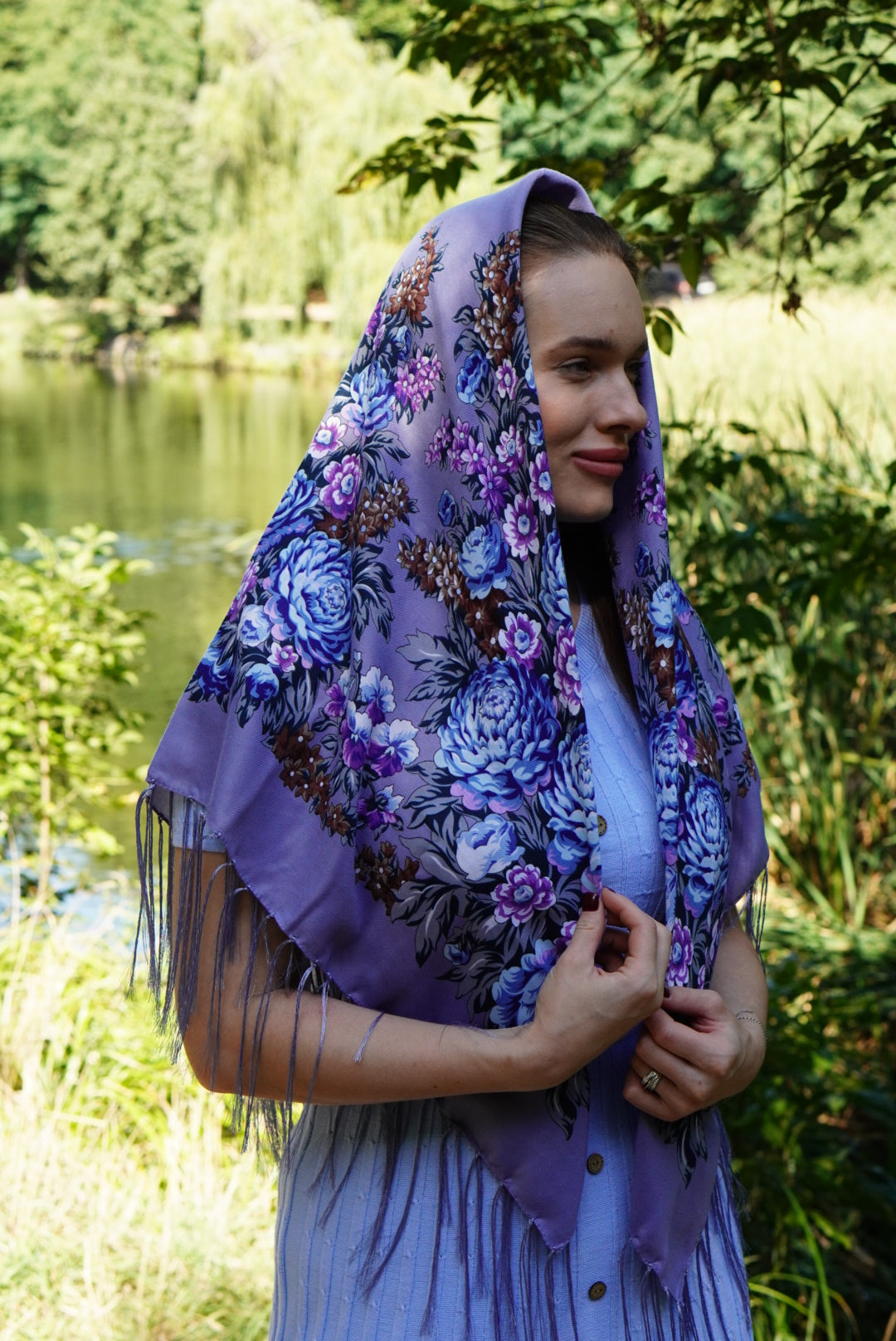 Purple Bohemian Wool Shawl - 80% Ukrainian Ethnic Scarf