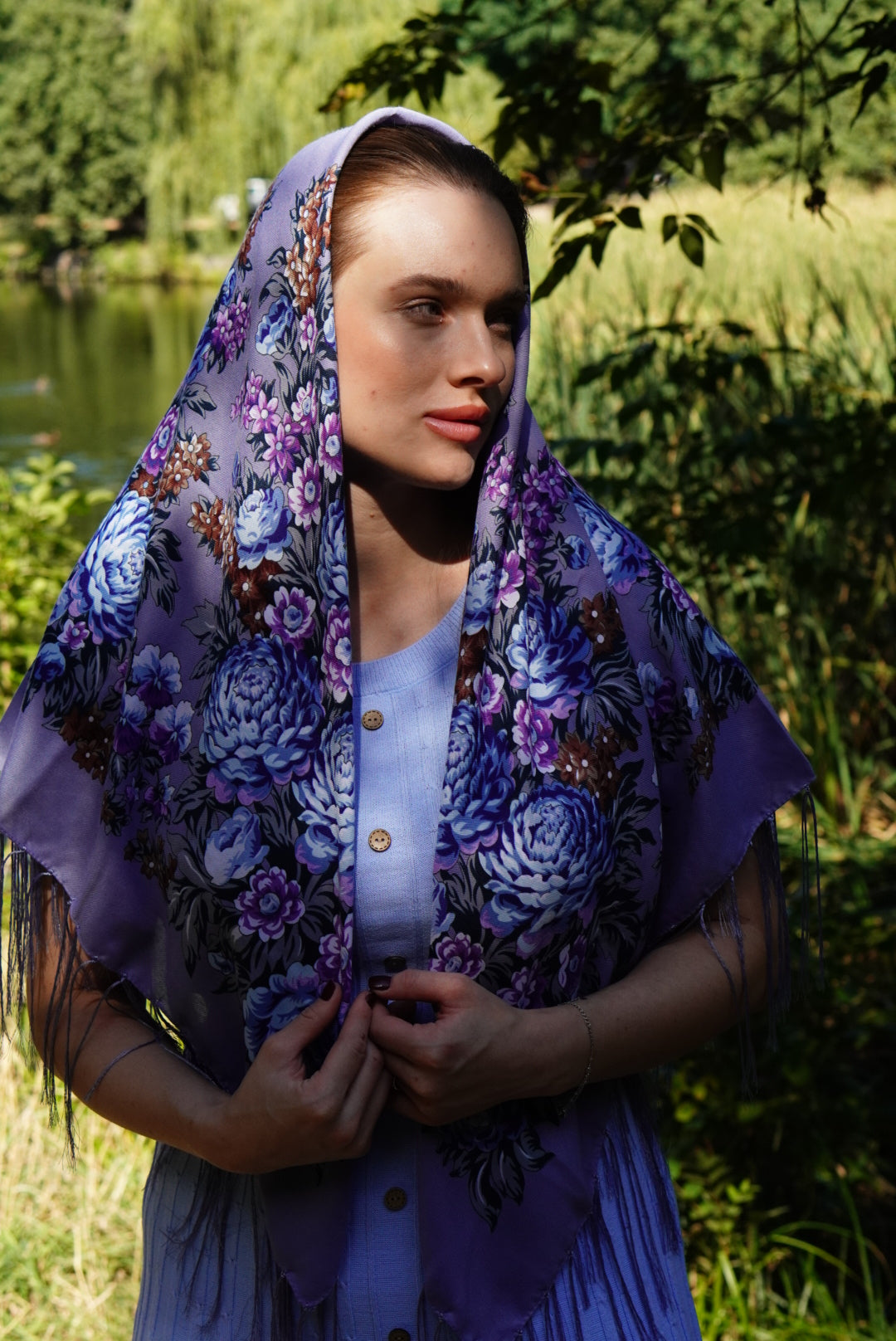 Purple Bohemian Wool Shawl - 80% Ukrainian Ethnic Scarf