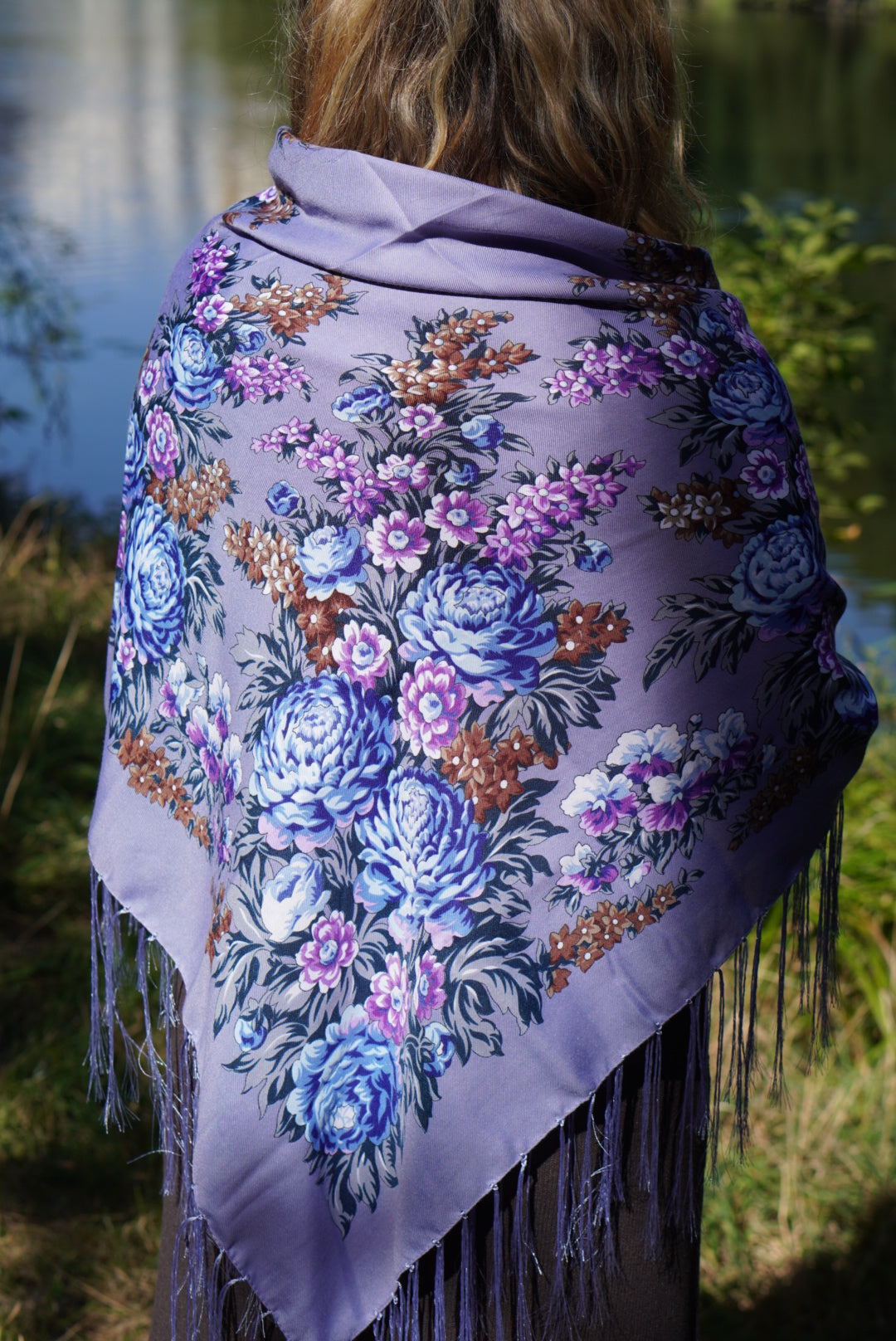 Purple Bohemian Wool Shawl - 80% Ukrainian Ethnic Scarf