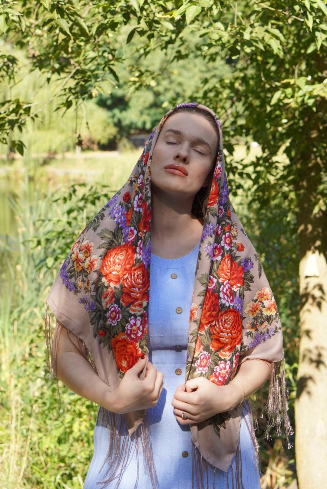 Ukrainian Wool Shawl | Traditional Floral Bohemian Scarf | Handmade Ethnic Chic