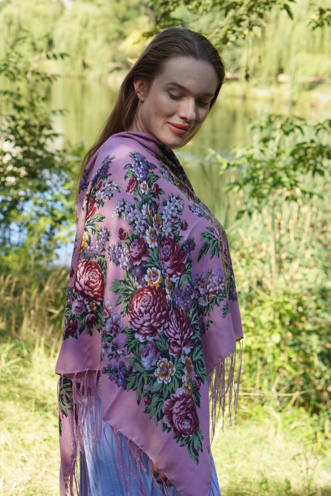 Pink Ukrainian wool shawl,Traditional Ukrainian, gift for women, Mom, Daughter bohemian scarf flower, Ukrainian clothings, Christmas