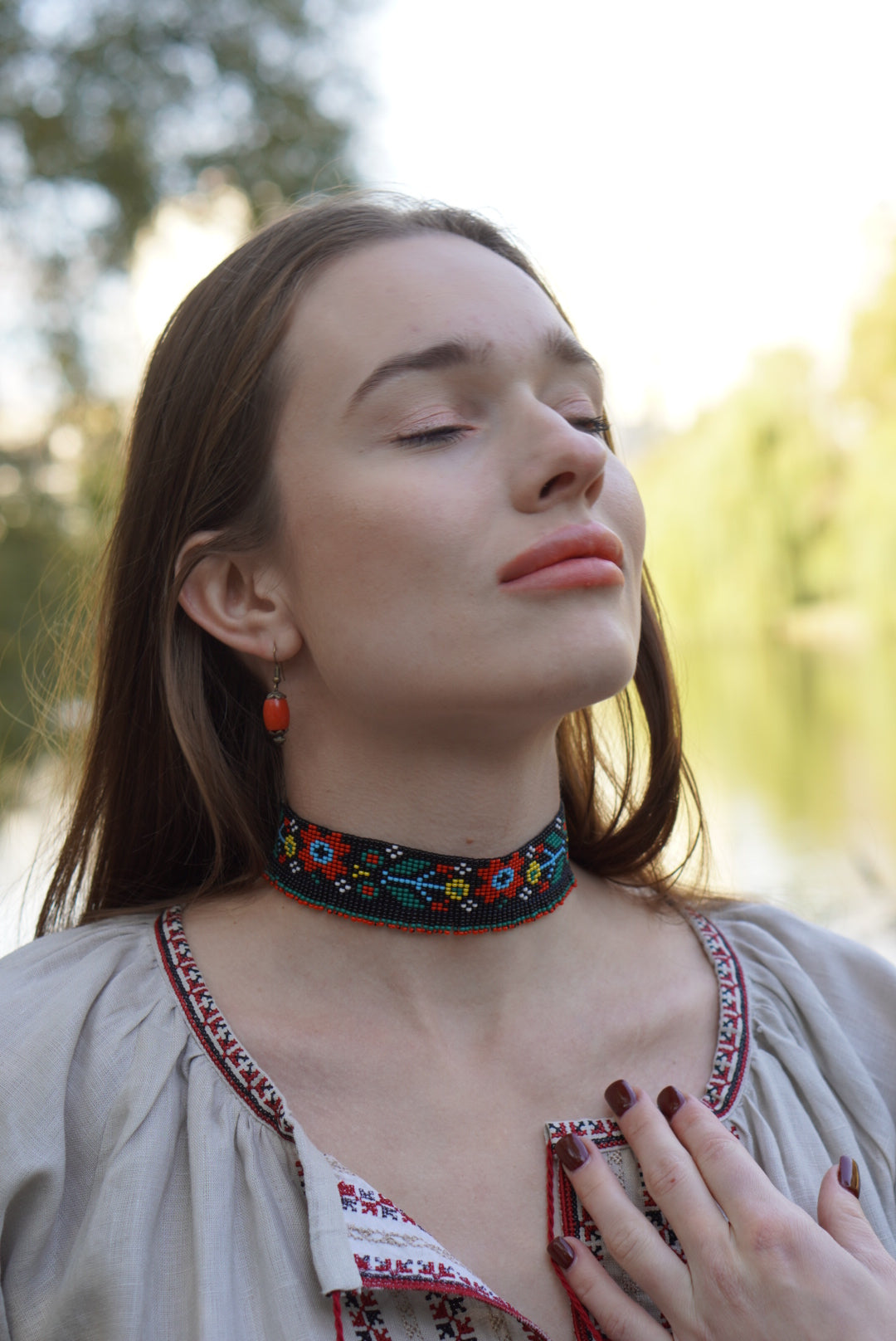 Fringe Ukrainian Gerdan Choker - Handmade Folk Necklace