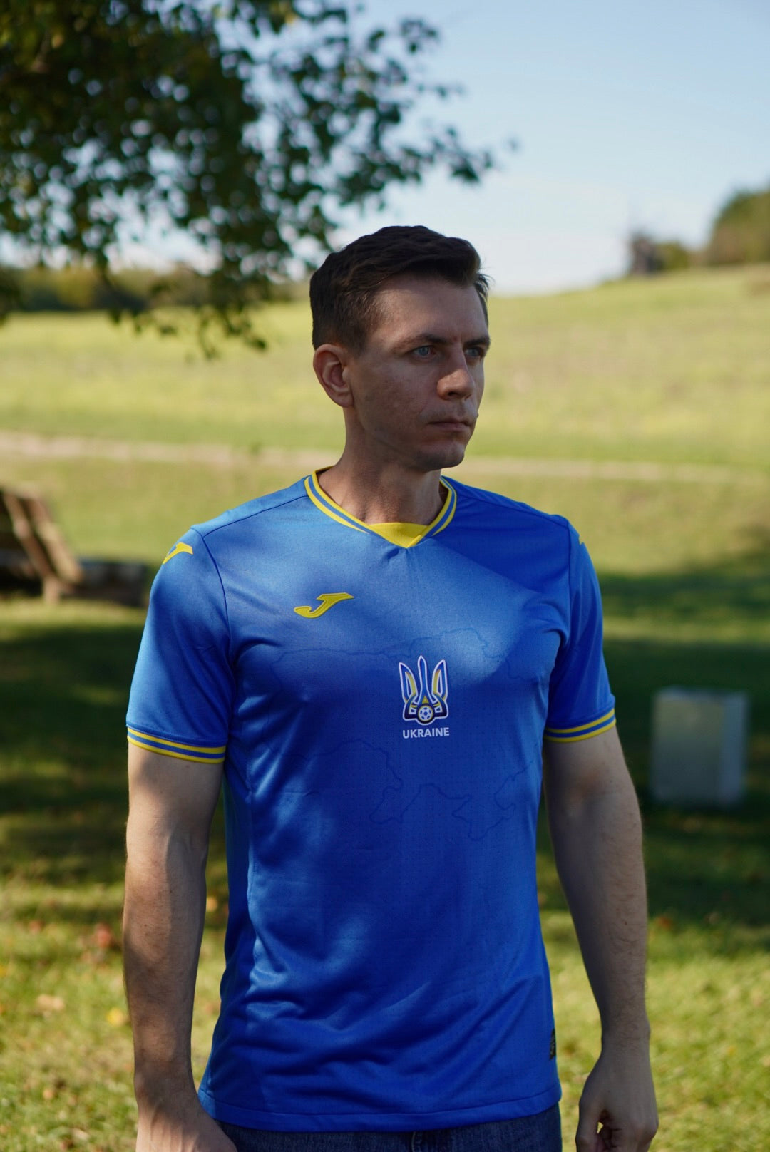 Men's Blue Ukrainian National Team T-Shirt - "Glory to Ukraine" Football Shirt
