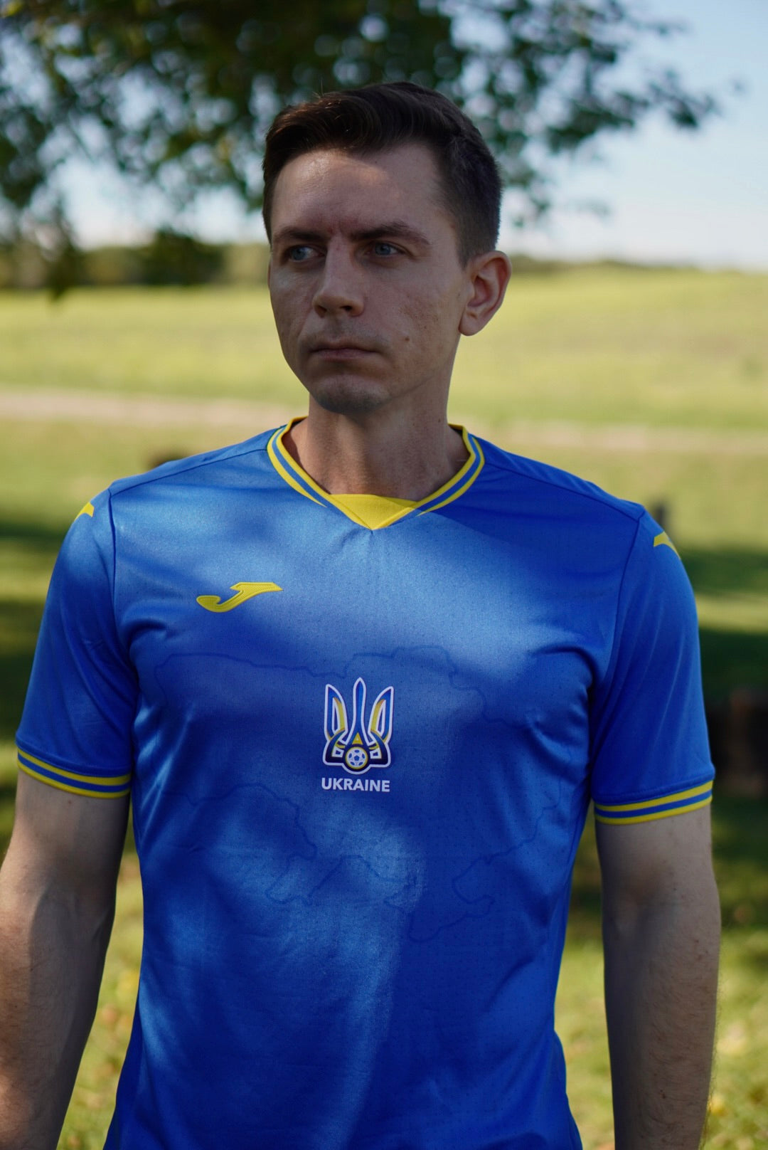 Men's Blue Ukrainian National Team T-Shirt - "Glory to Ukraine" Football Shirt
