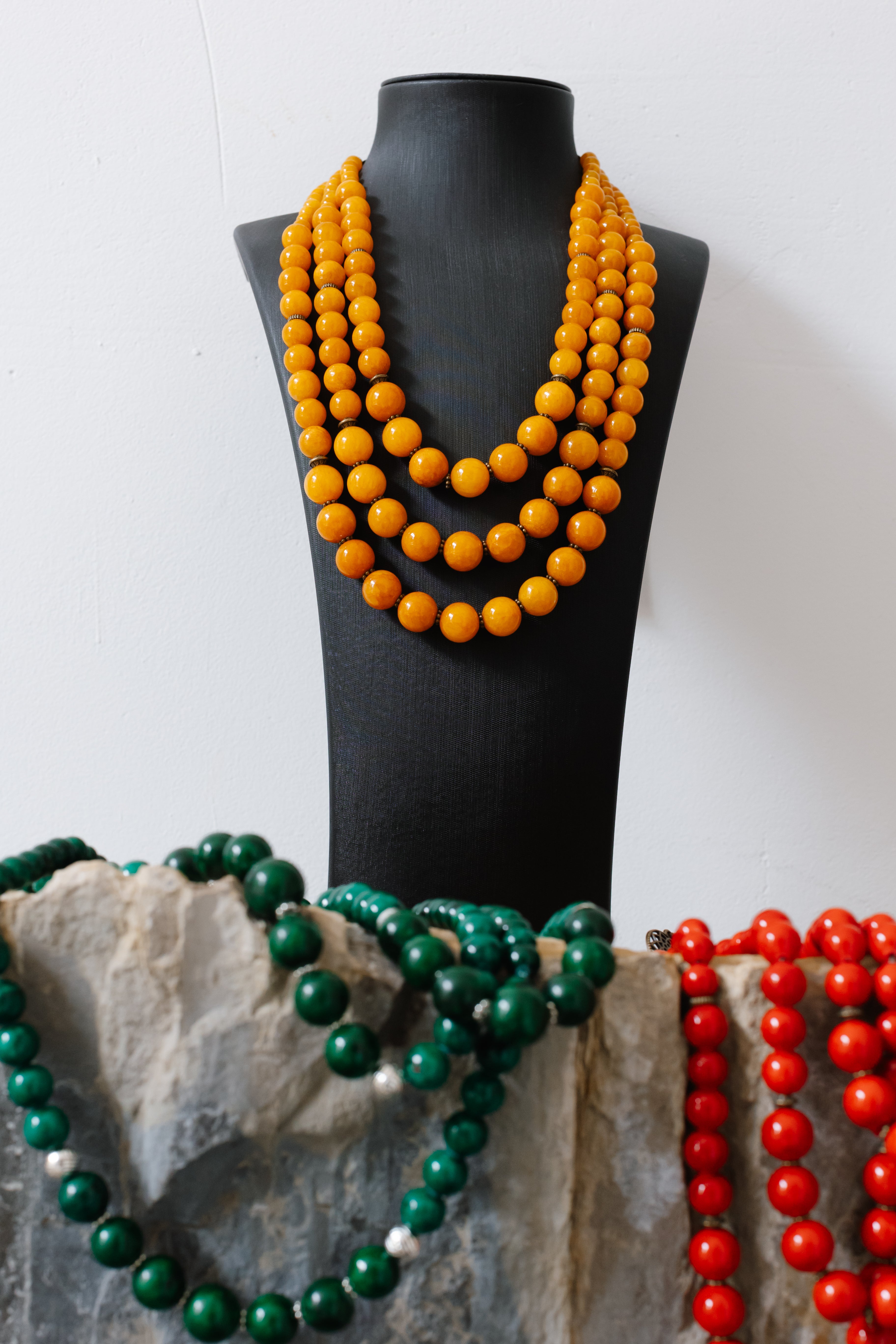 Handmade Yellow Ukrainian Onyx Necklace - Ethnic Beaded Jewelry