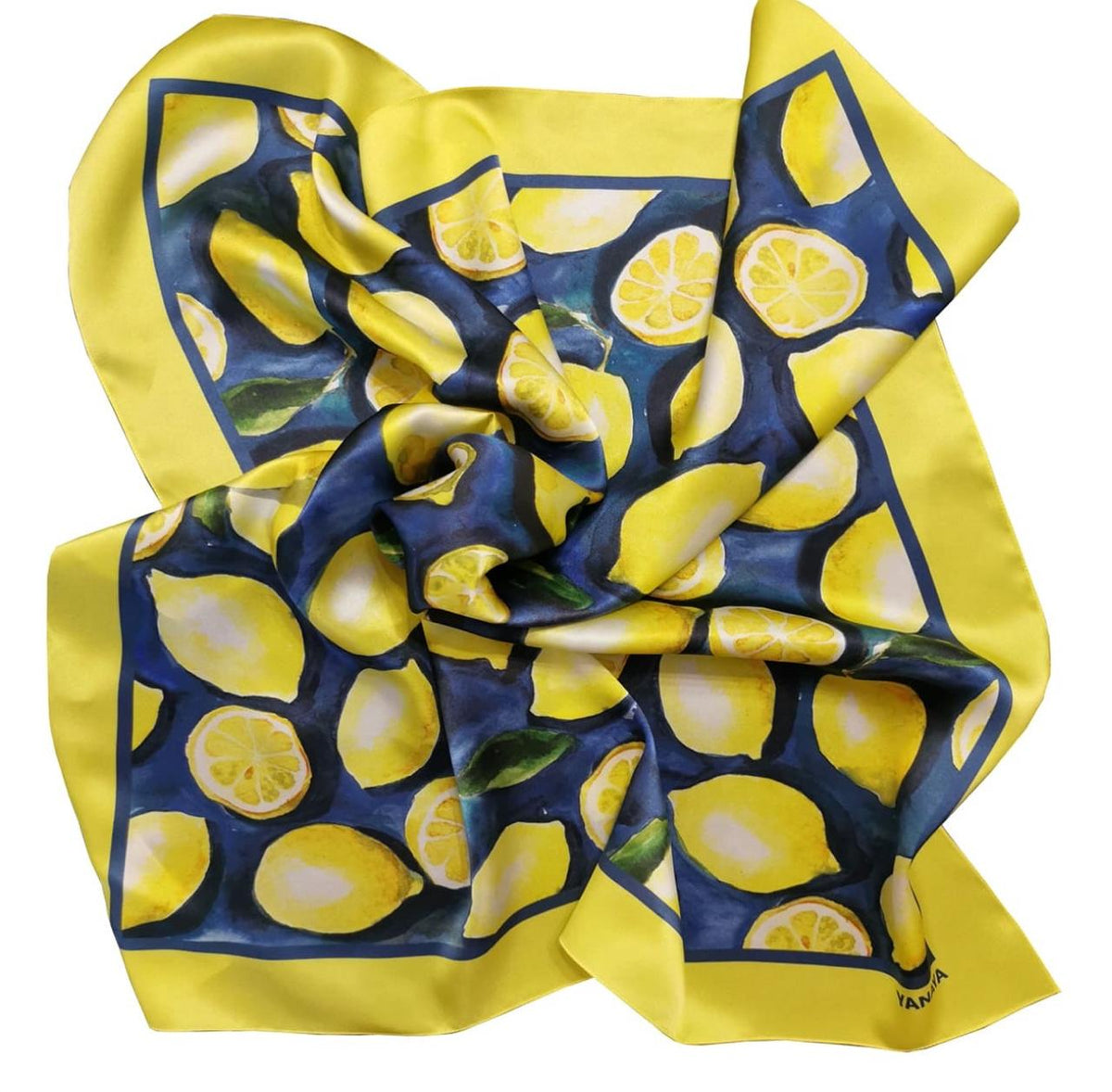 Yellow Lemon Bohemian Silk 100% shawl Gift for Her, Hand painted Christmas