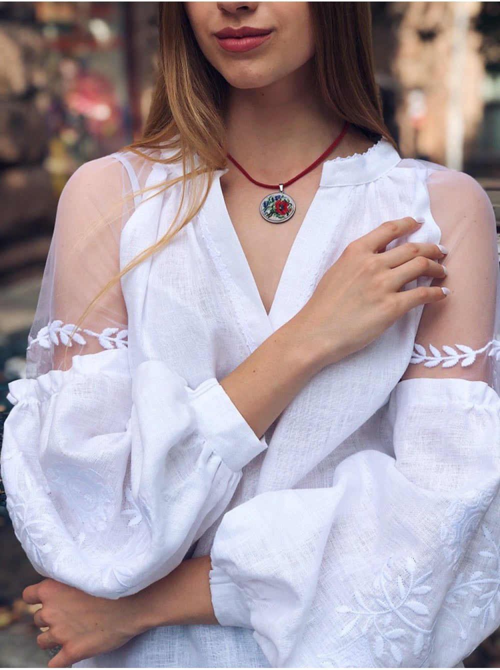 White Linen Embroidered Ukrainian Vyshyvanka Blouse - Perfect for Women and Girls