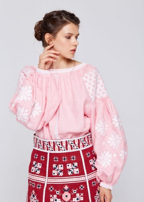 Ukrainian Vyshyvanka Boho Linen Embroidered Blouse for Women