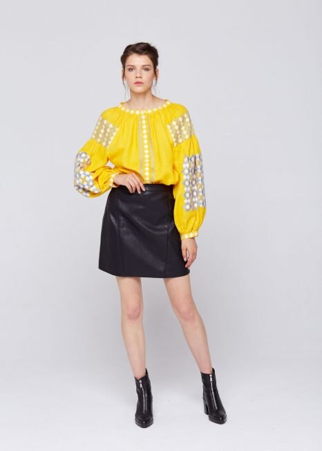 Linen Ukrainian Vyshyvanka Blouse | Boho Embroidered Folk Top