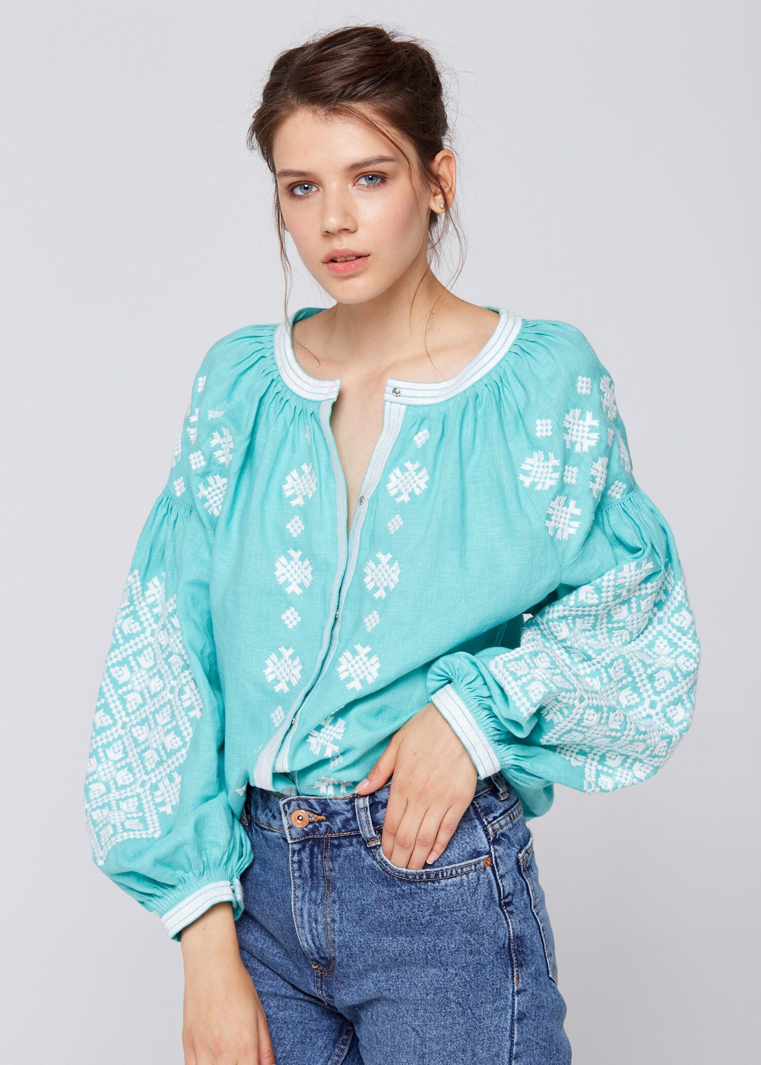 Ukrainian Vyshyvanka Blouse - Embroidered Women's Shirt