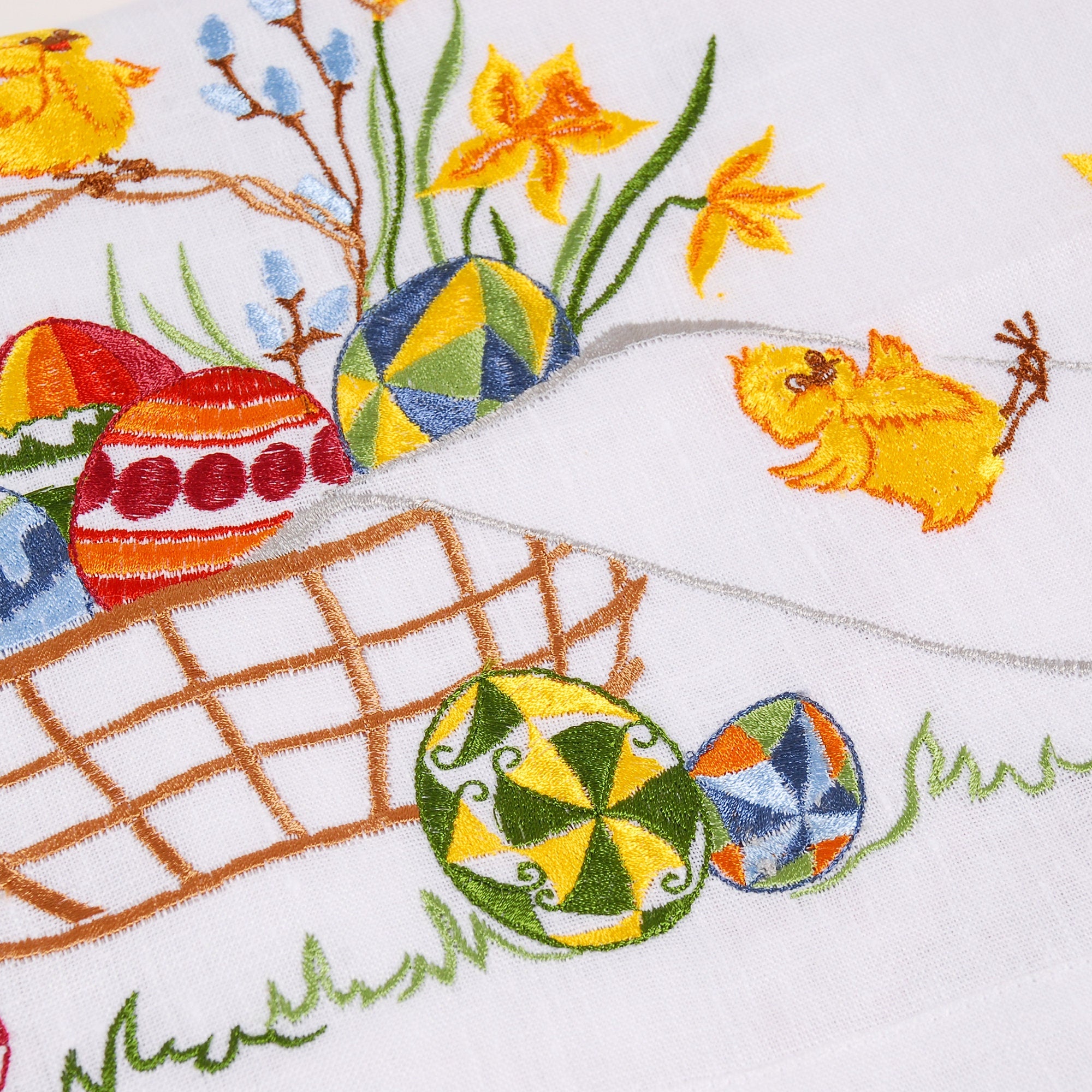 Embroidered Ukrainian Linen Tablecloth 140x140 CM for Easter