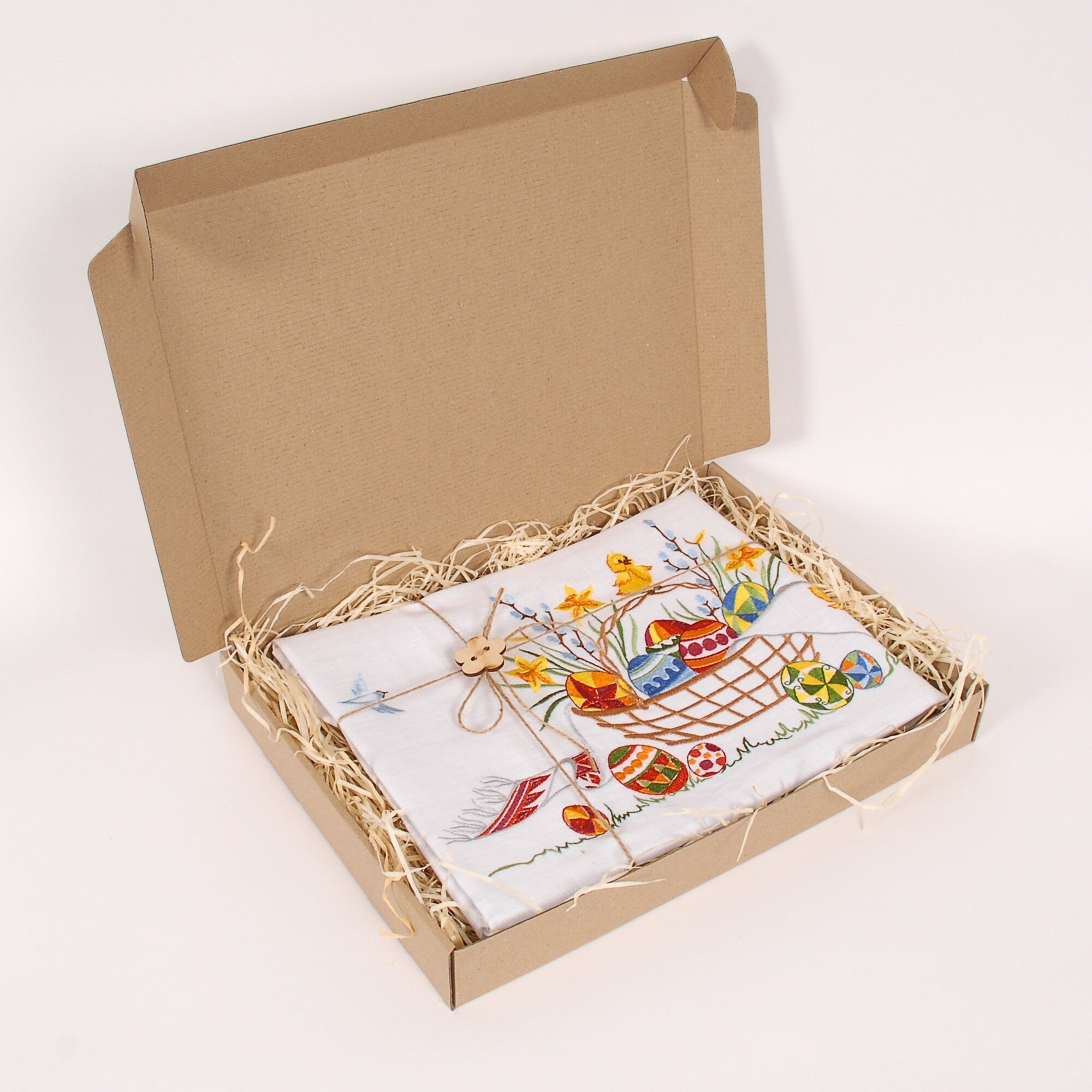 Ukrainian Embroidered Linen Table Runner 90x40 cm