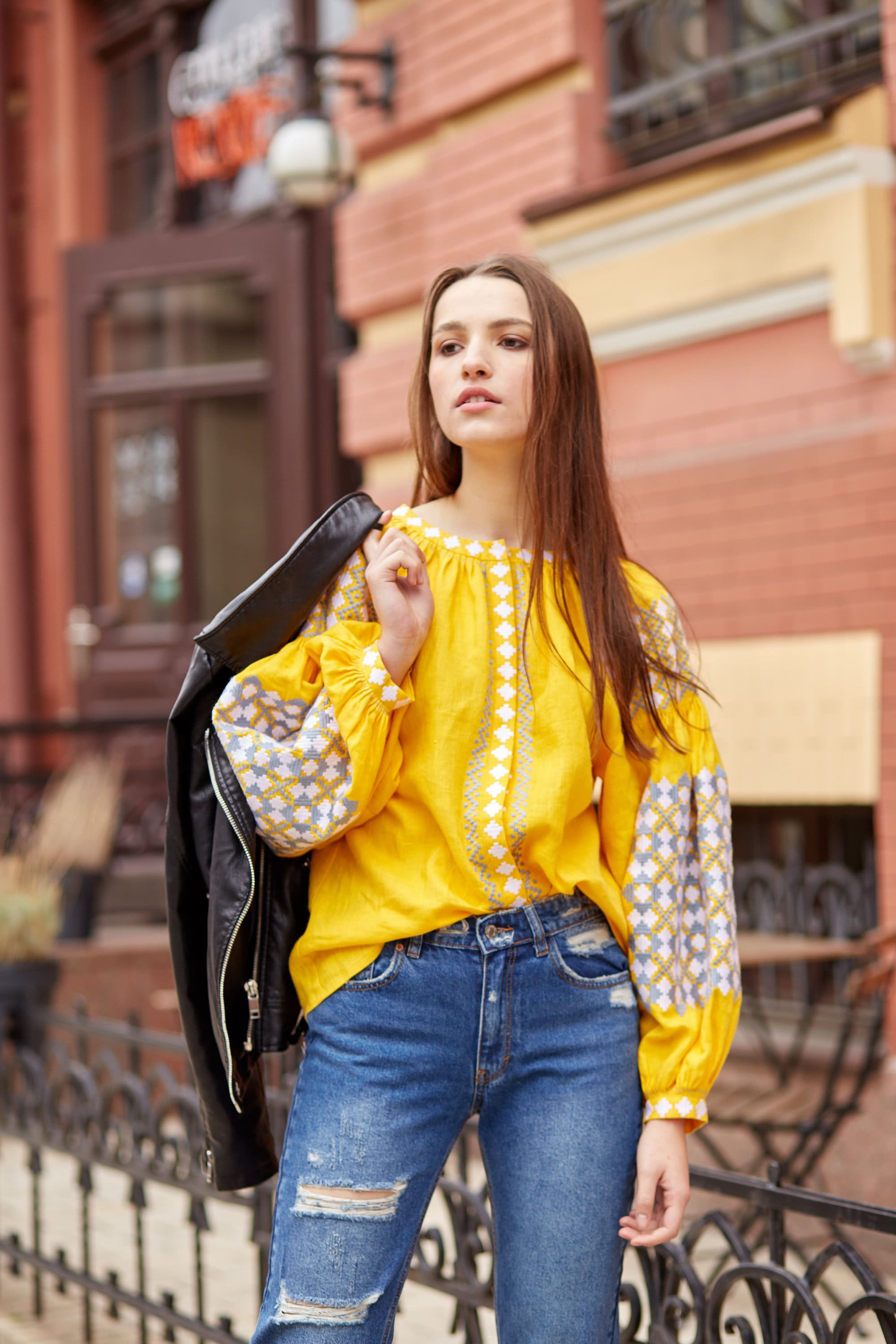 Linen Ukrainian Vyshyvanka Blouse | Boho Embroidered Folk Top