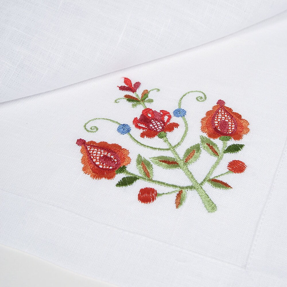 "Tree of Life Embroidered Napkins 40x40 cm - Ukrainian Table Decor"