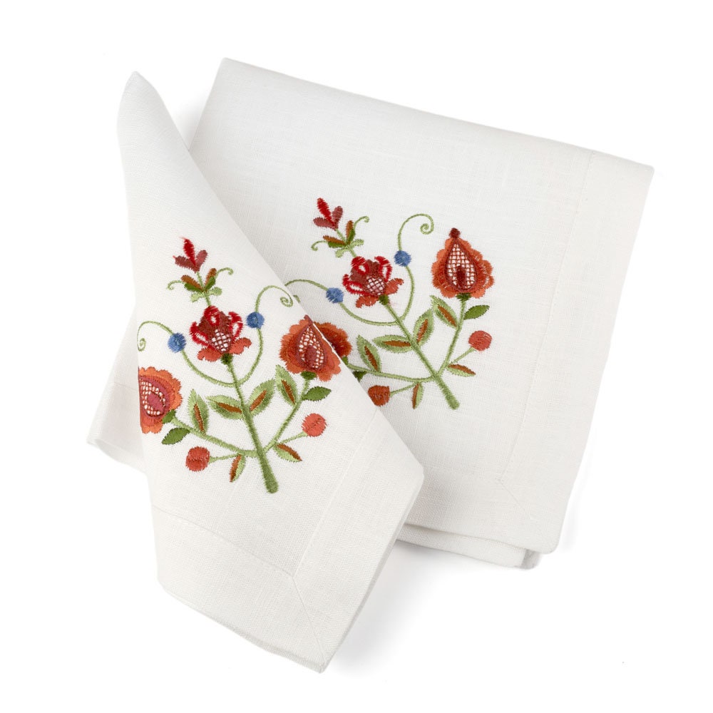 Embroidered "Tree of Life" Linen Napkin 40x40 cm