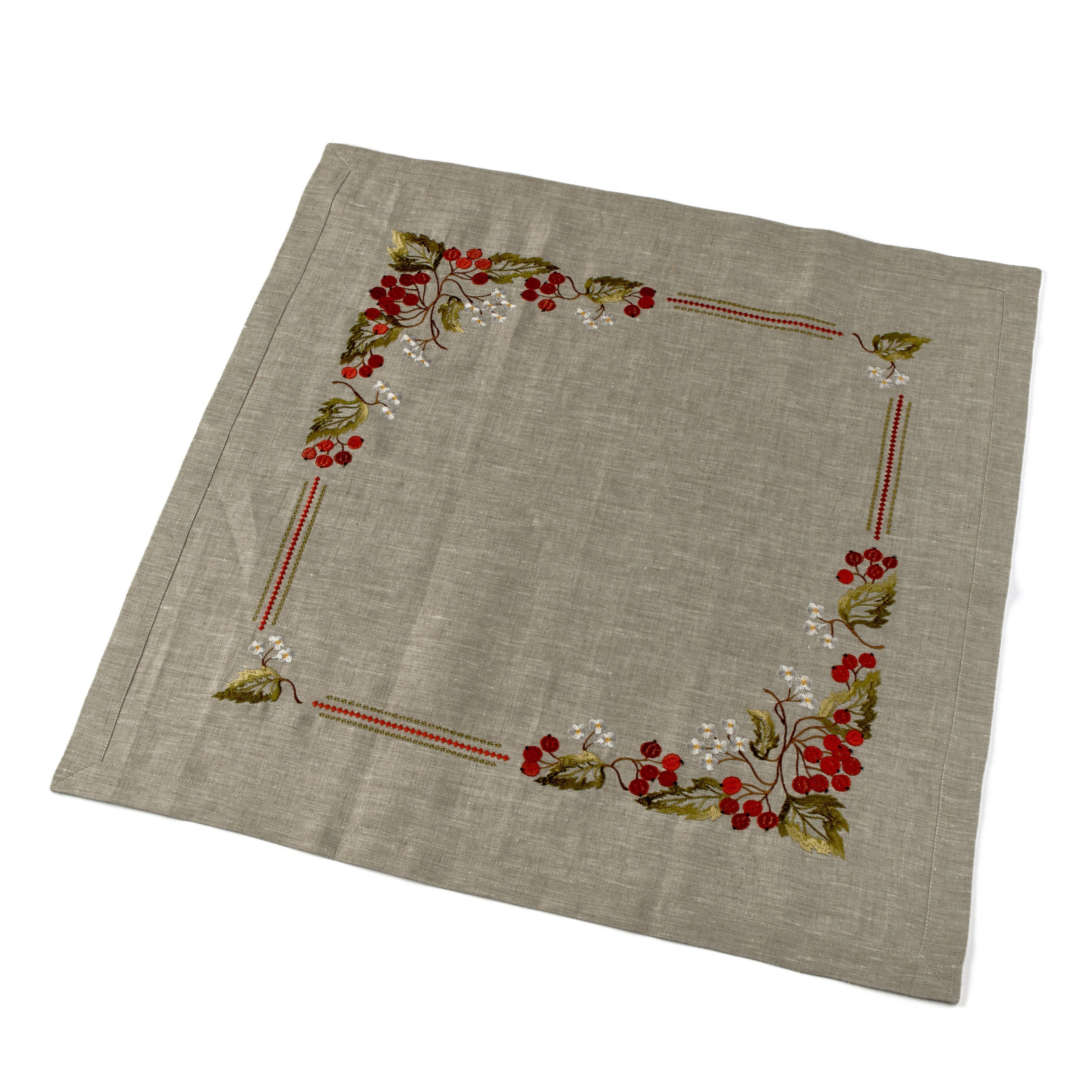 Embroidered Ukrainian Tablecloth Guelder Rose Kalyna