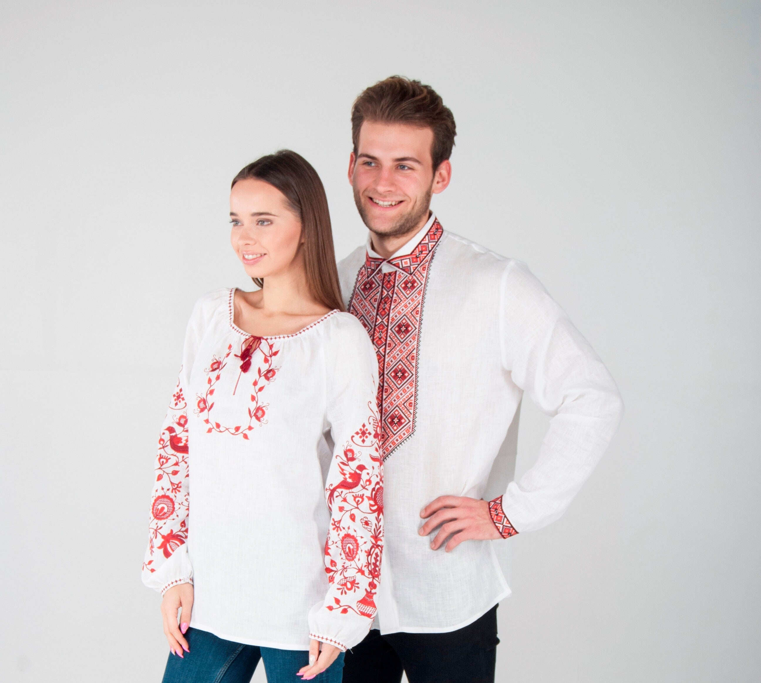 Embroidered Ukrainian Vyshyvanka Blouse - Tree of Life White Linen Shirt for Women