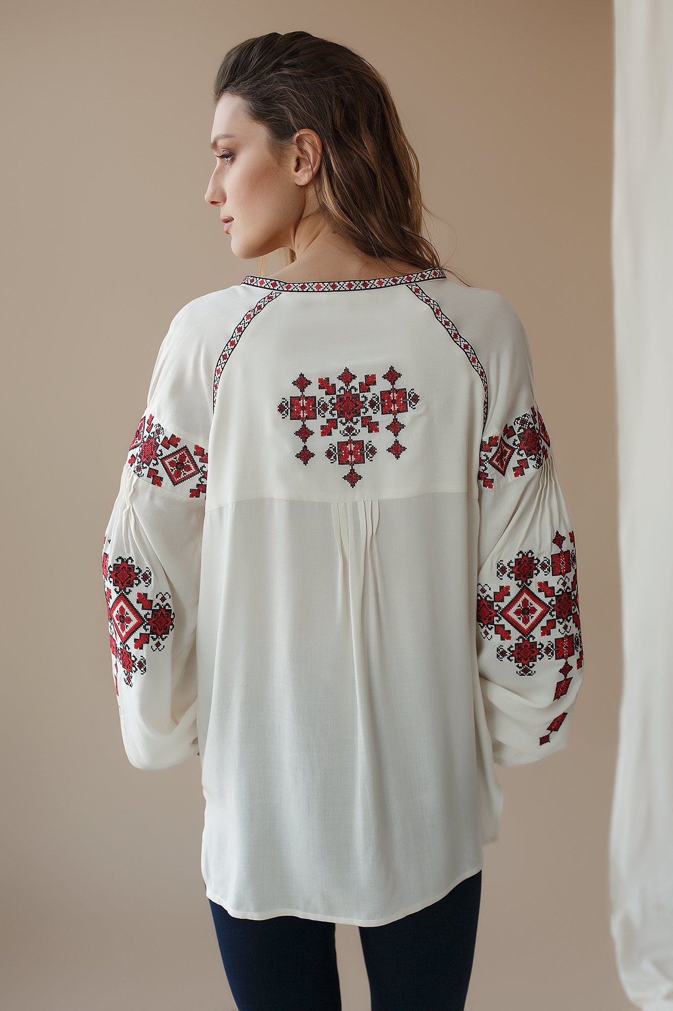 Ukrainian Vyshyvanka Blouse - Embroidered Ethnic Style for Valentine's Day & Mother's Day