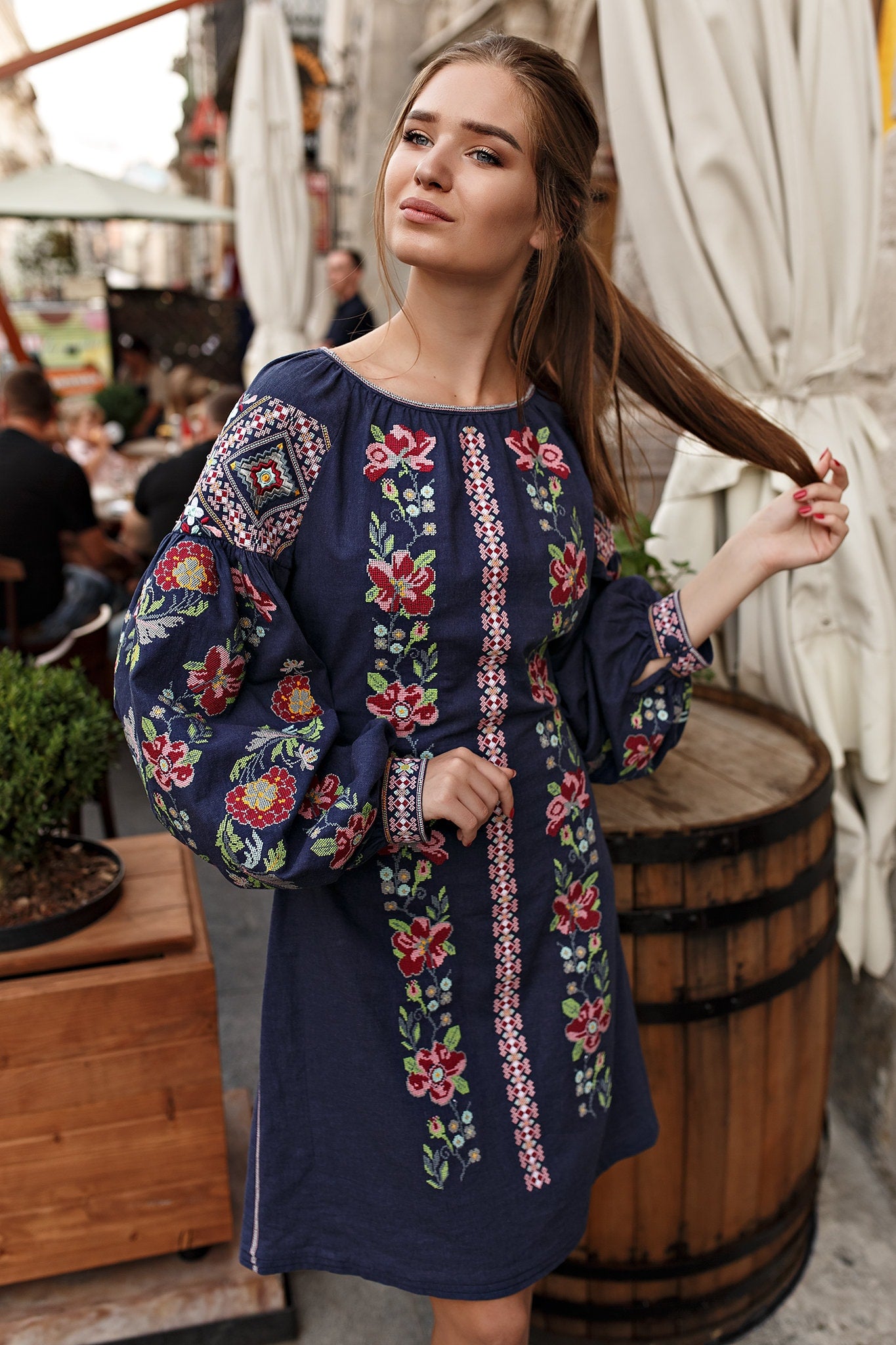 Ukrainian Vyshyvanka Linen Embroidered Dress for Women