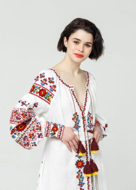 Ukrainian Vyshyvanka Dress | Embroidered Boho Linen Dress for Women | Perfect for Weddings and Special Occasions