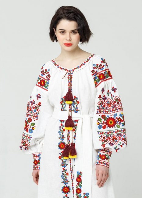 Ukrainian Vyshyvanka Dress | Embroidered Boho Linen Dress for Women | Perfect for Weddings and Special Occasions