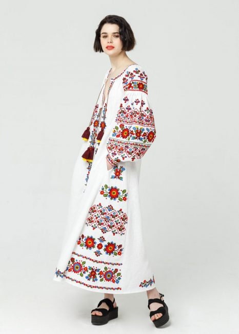 Ukrainian Vyshyvanka Dress | Embroidered Boho Linen Dress for Women | Perfect for Weddings and Special Occasions