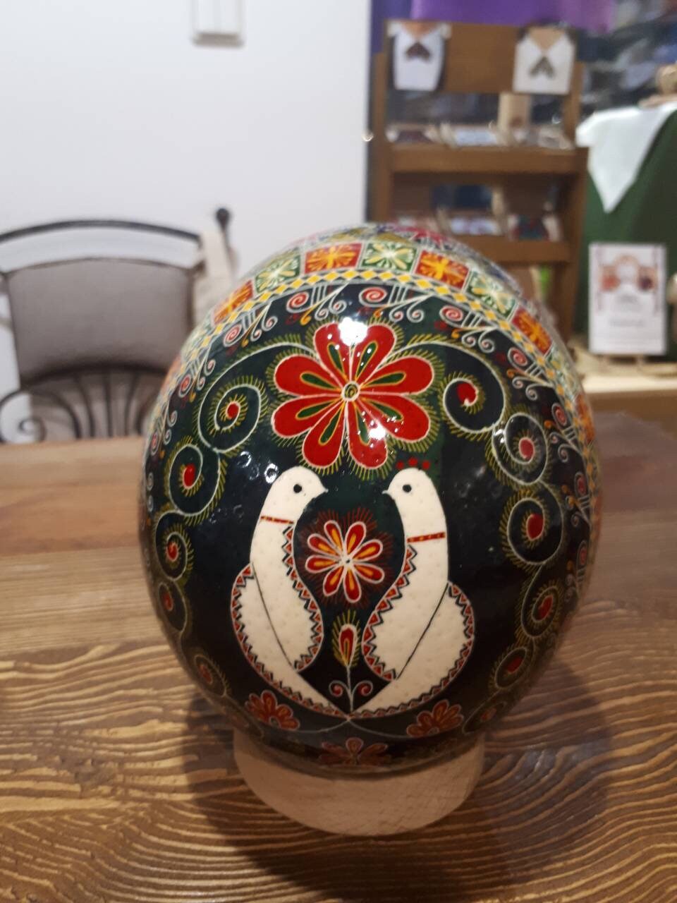 Traditional Ukrainian Pysanka Ostrich Egg for Easter