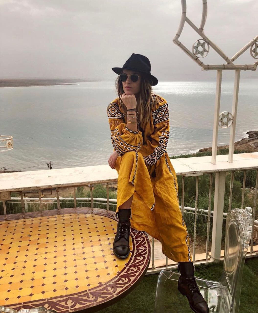 Embroidered Yellow Linen Dress - Ukrainian Vyshyvanka for Women