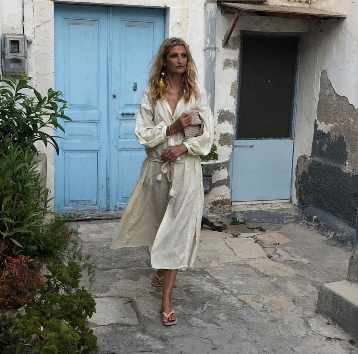 Ukrainian Vyshyvanka Embroidered Linen Dress for Women