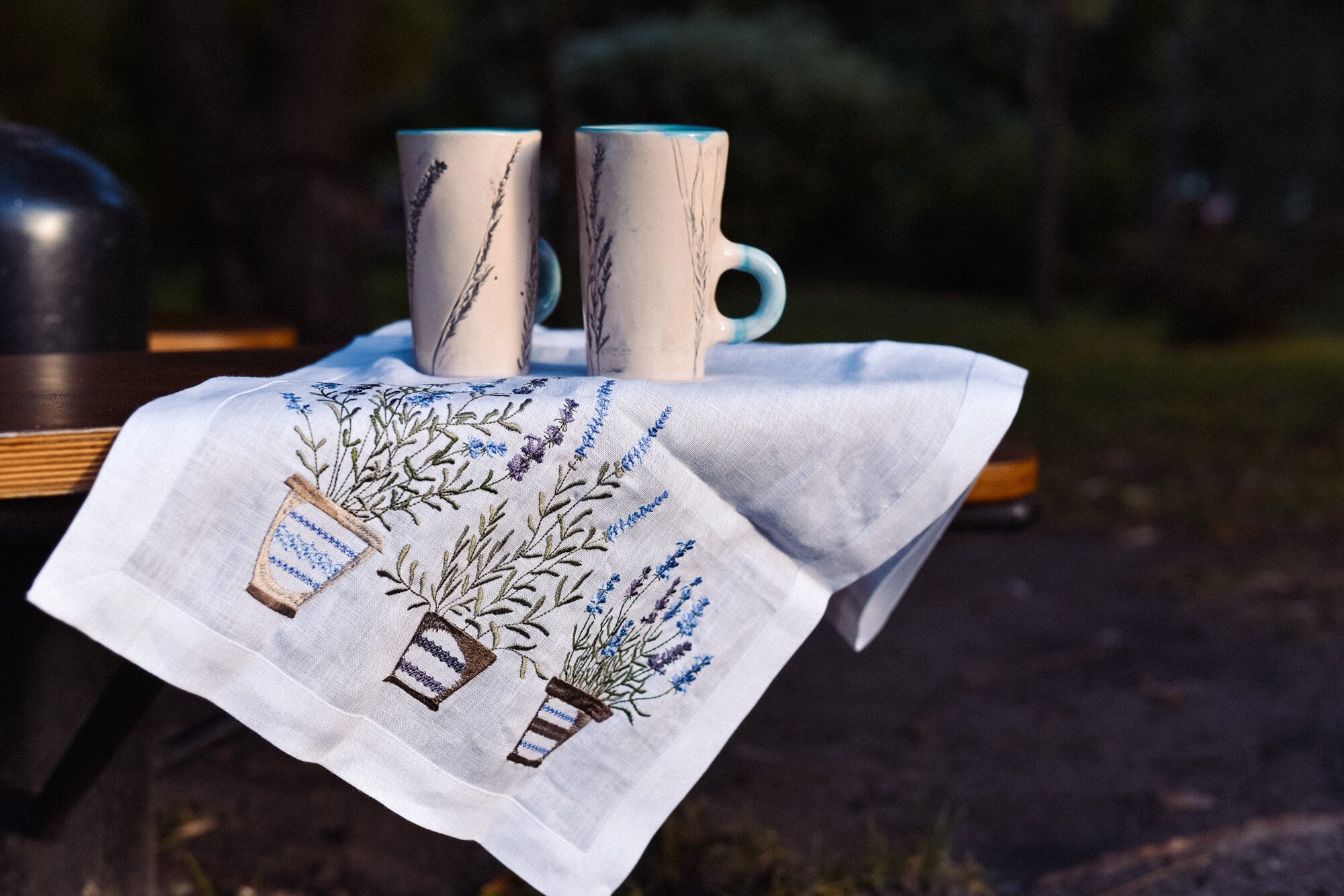 "Lavender 90x40 cm Embroidered Tablecloth - Ukrainian Table Runner"