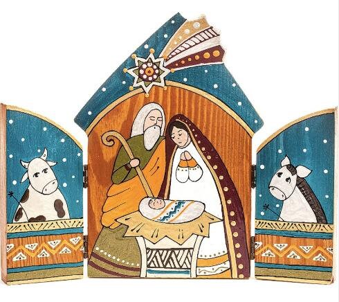 Mothers Day Wooden Triptych "House" - Holy Family Decor