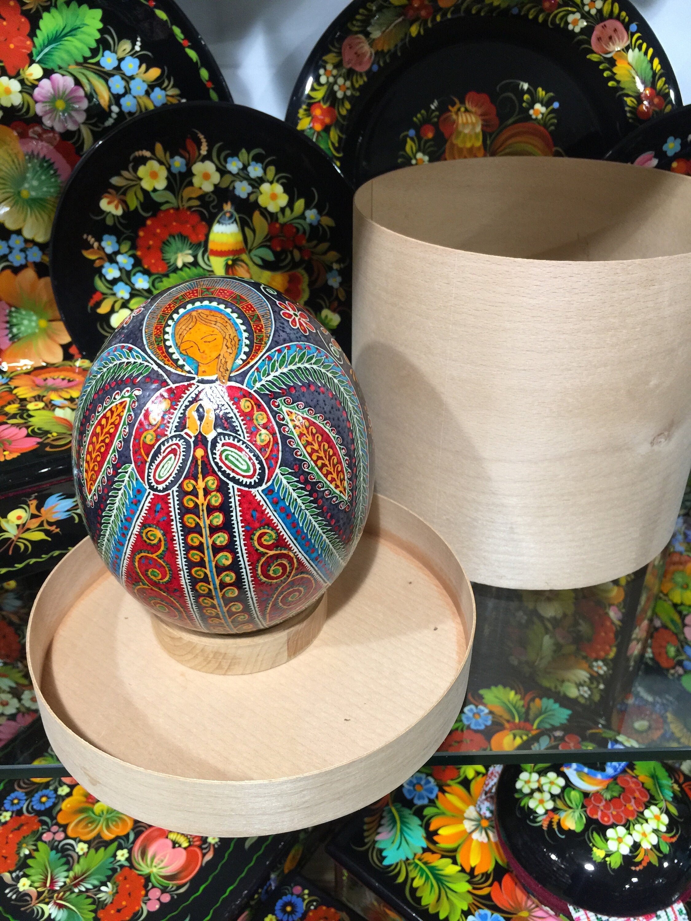 Traditional Ukrainian Pysanka Ostrich Egg for Easter