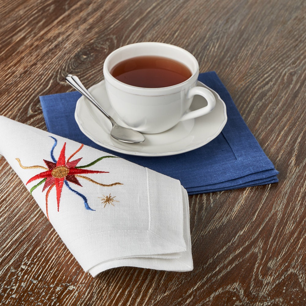 Christmas Story Embroidered Cloth Dinner Napkins 40x40 cm