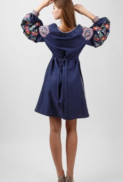 Ukrainian Vyshyvanka Dress - Embroidered Linen Folk Dress for Easter & Special Occasions