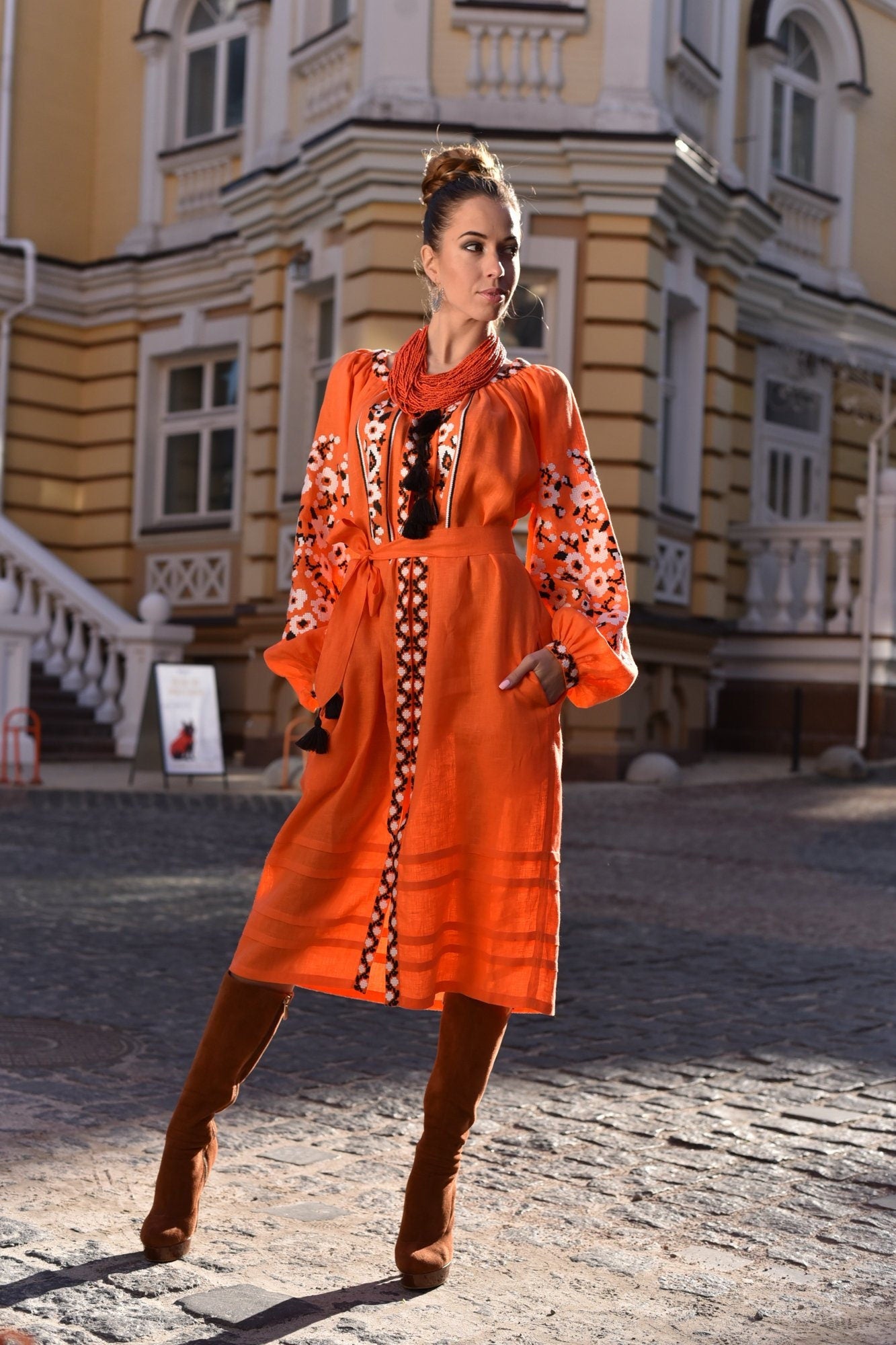 Ukrainian Vyshyvanka Dress - Embroidered Folk Outfit for Women