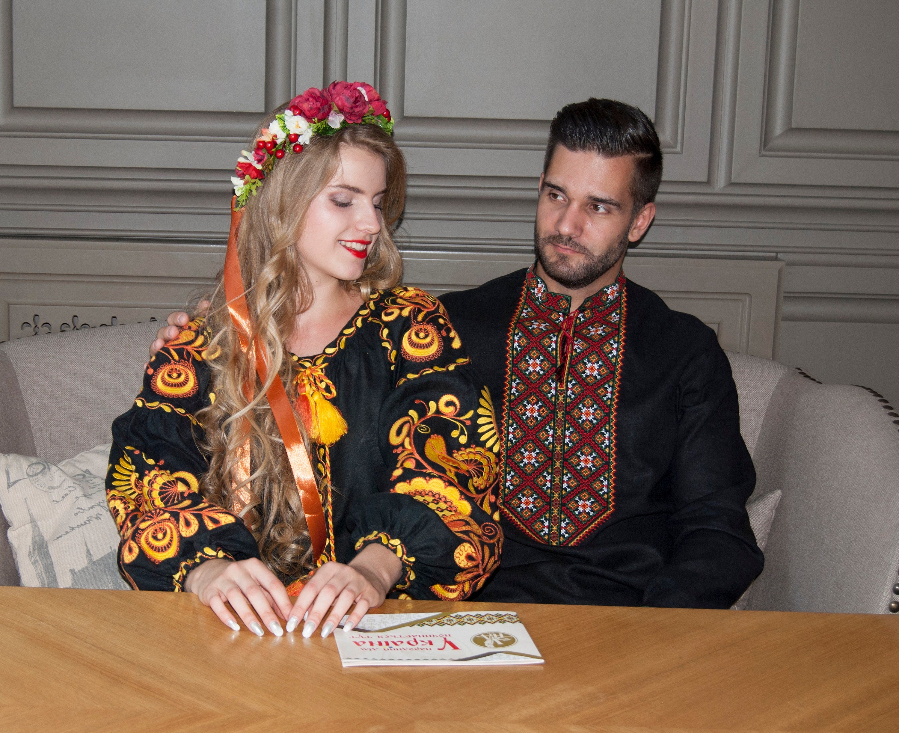 Black Ukrainian Vyshyvanka Blouse - Embroidered Bohemian Ethnic Shirt