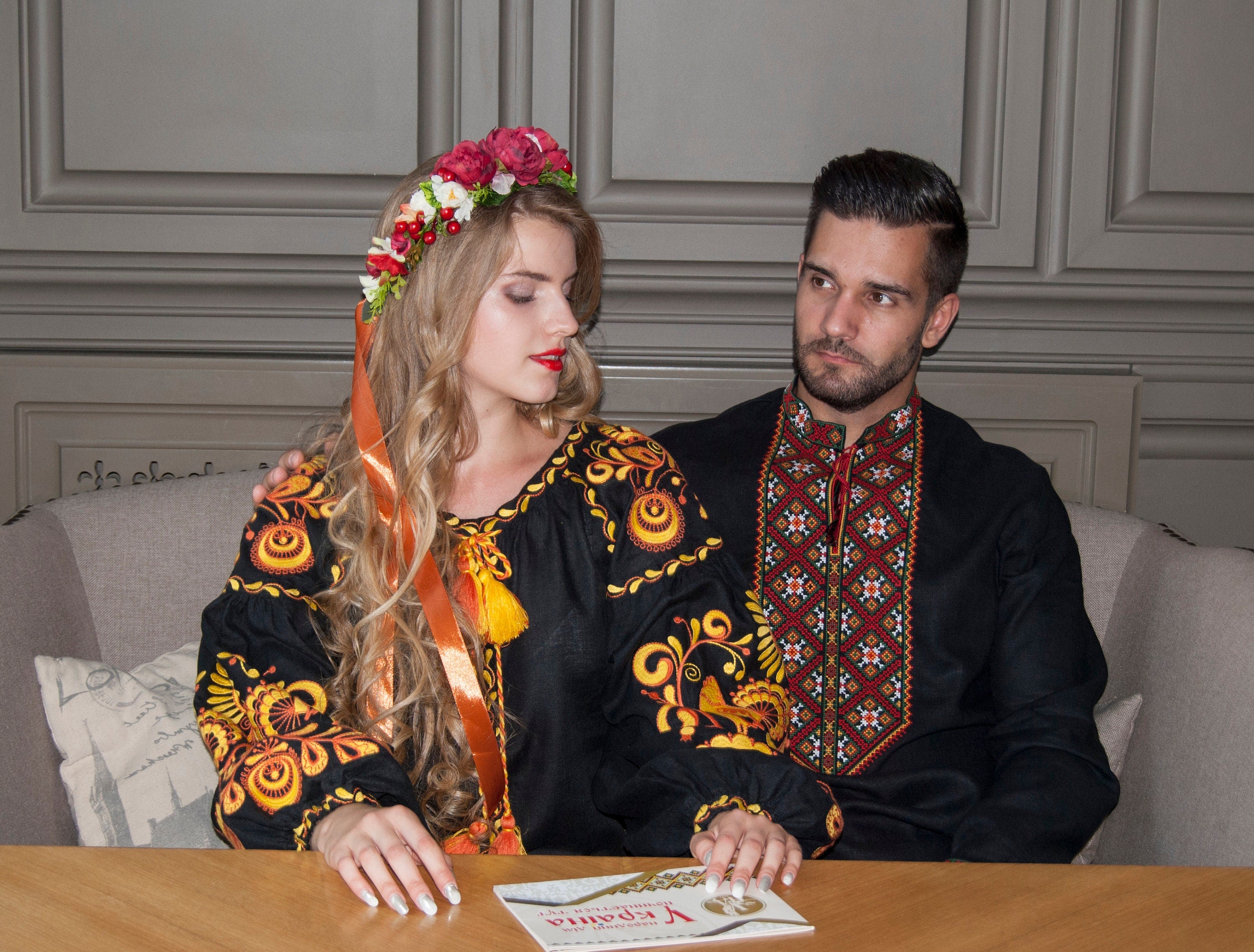 Black Ukrainian Vyshyvanka Blouse - Embroidered Bohemian Ethnic Shirt