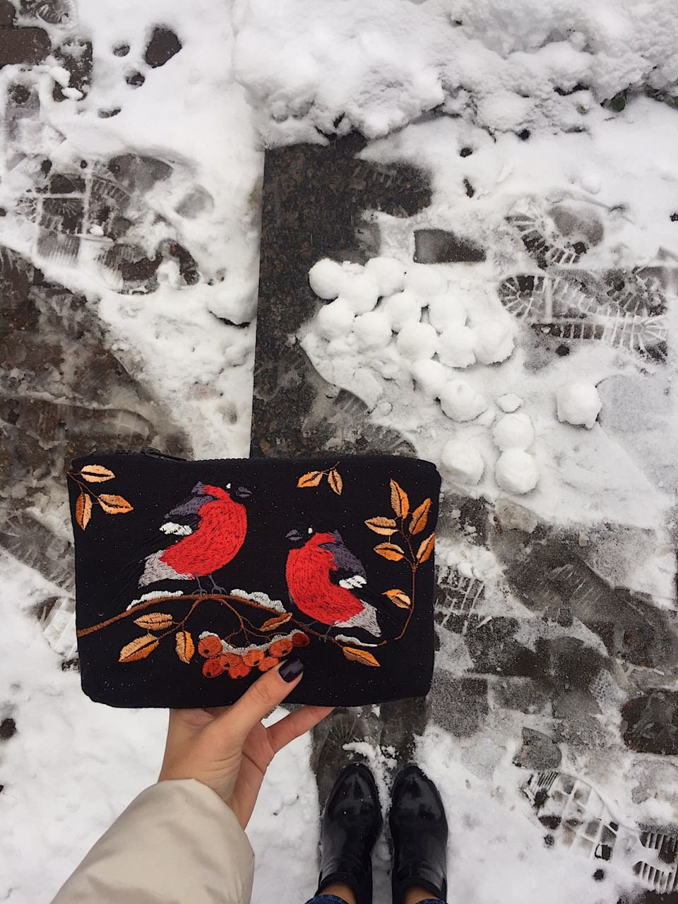 Embroidered Ukrainian Pattern Small Makeup Bag - Cute Cosmetic Pouch for Women