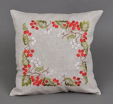 Embroidered Floral Linen Pillowcase 40x40 CM - Organic Home Decor